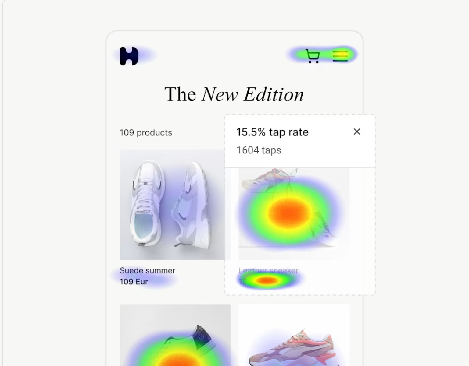 Gravação de sessão de um e-commerce no Hotjar