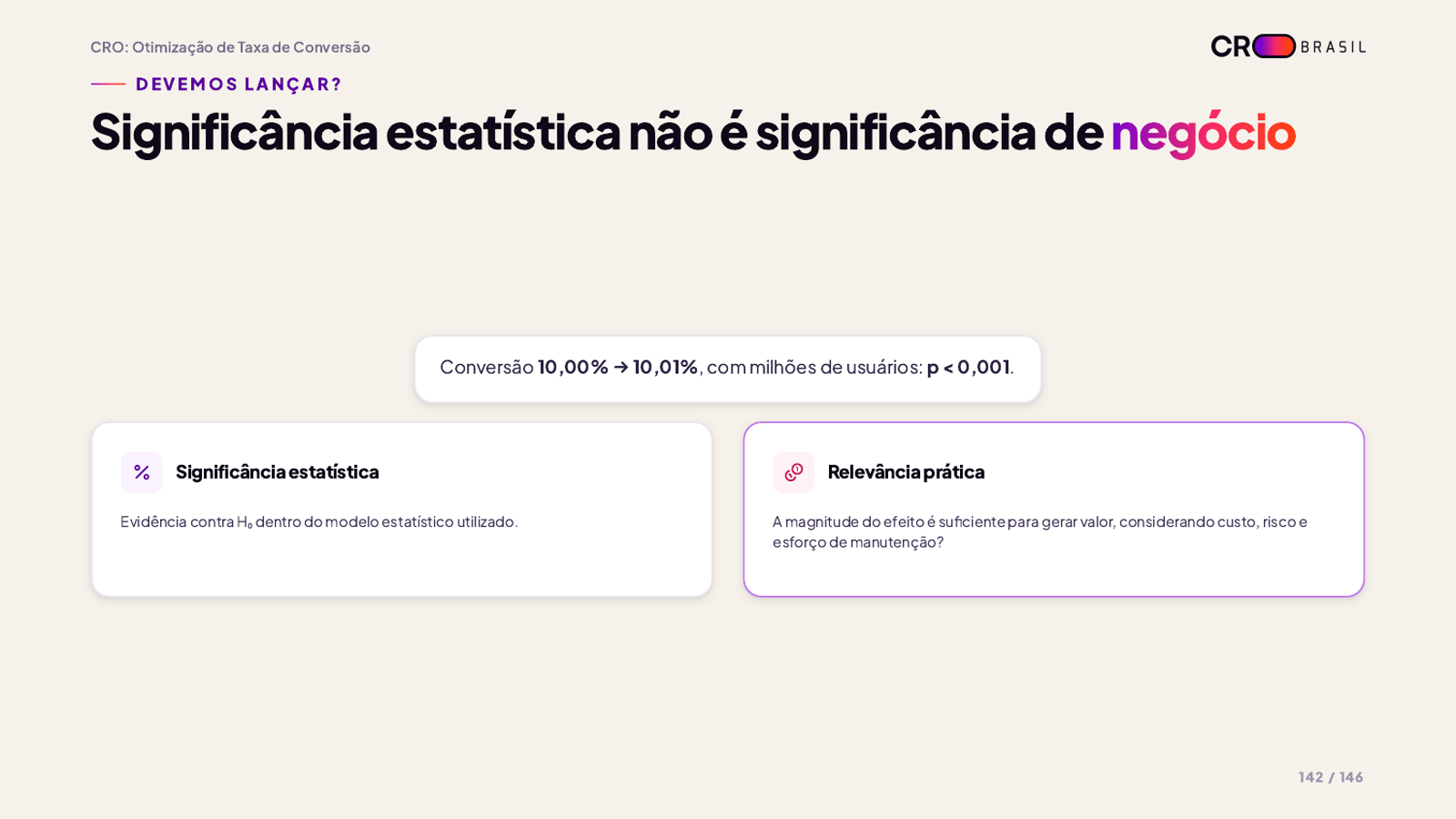 Significância estatística não é significância de negócio