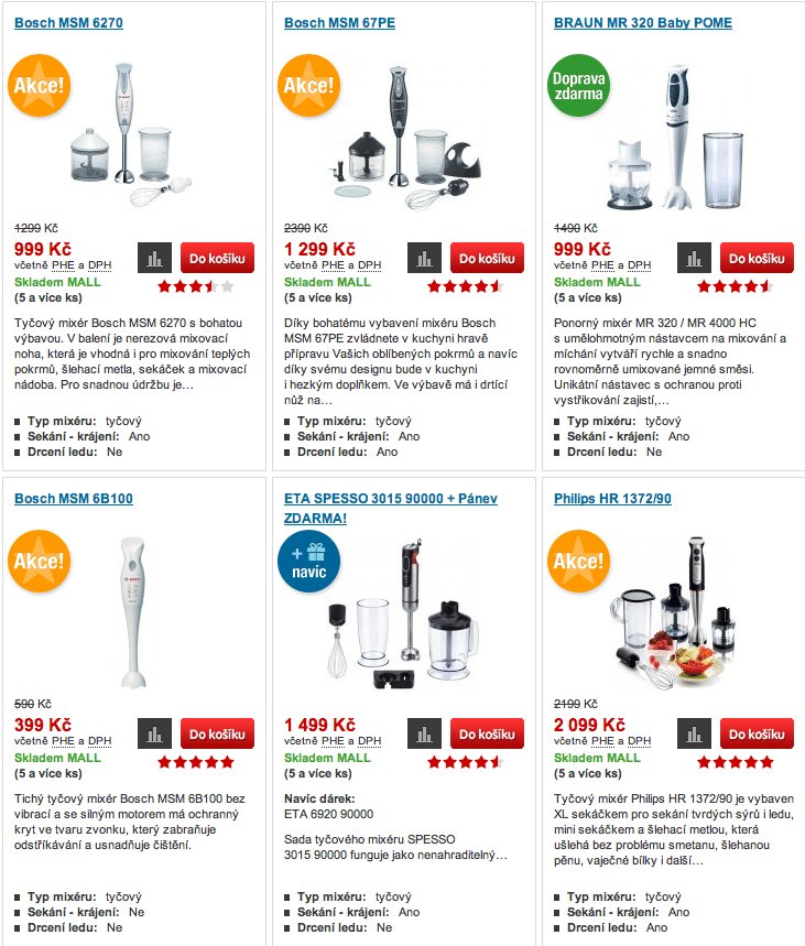 Variação 1 do teste A/B: imagens de produto maiores, com descrição em texto